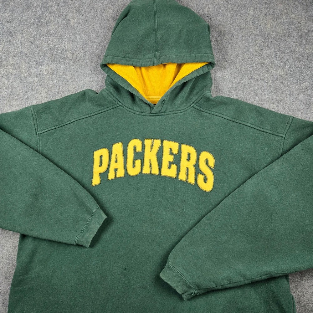 Vintage Logo Athletic Packers Hoodie Mens XL Green Thermal Lined Hood NFL 90s